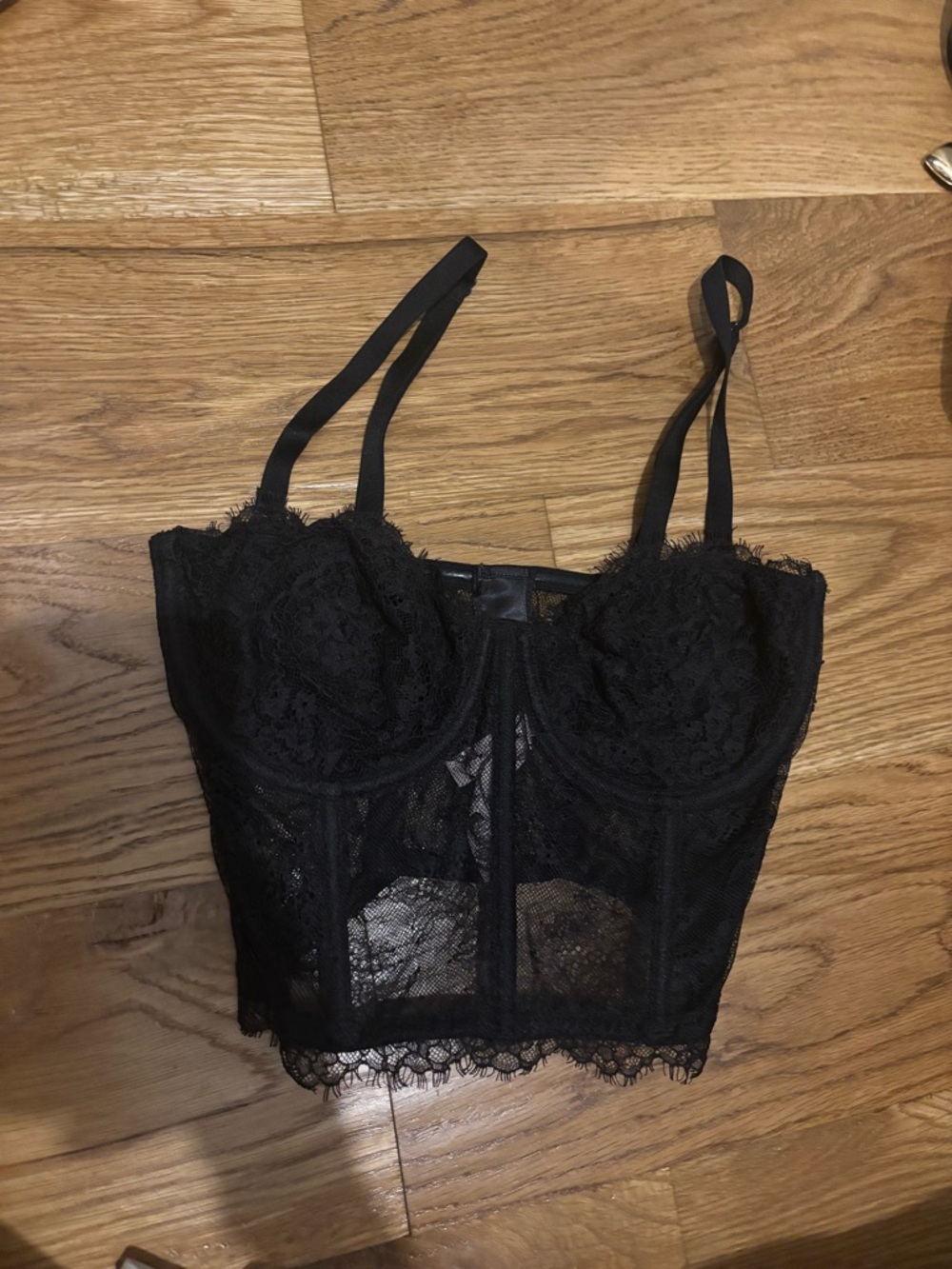 Victoria's Secret Black Lace Bustier Bra Top